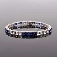 Platinum, Diamond & Sapphire Estate Bracelet - Sold for $1,792 on 05-18-2024 (Lot 185).jpg